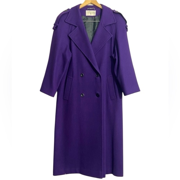 International Scene Jackets & Blazers - Vintage International Scene Wool Trench Coat Purple Size 9/10 made in Yugoslavia